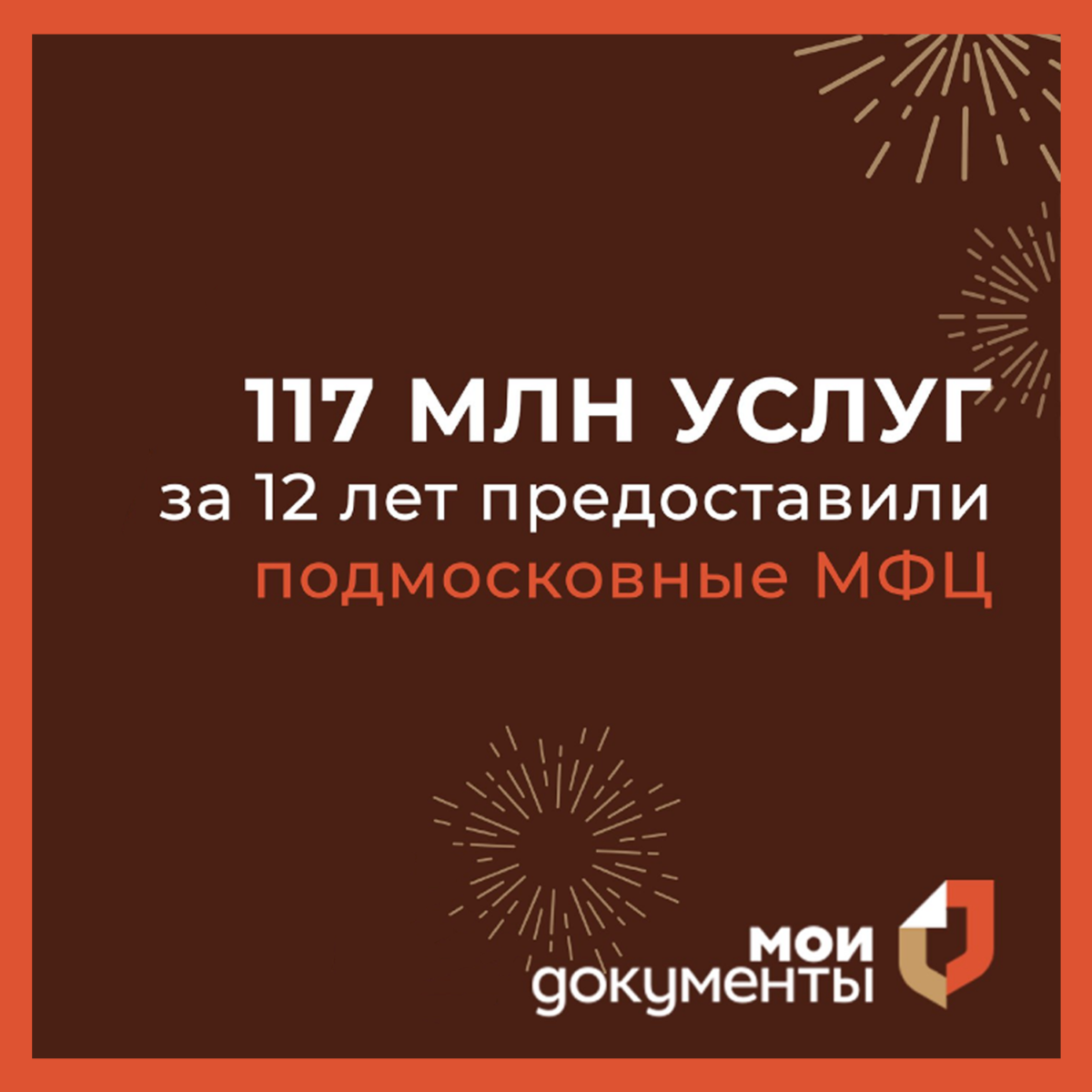 1️⃣1️⃣7️⃣ млн услуг оказали подмосковные МФЦ за 12 лет!