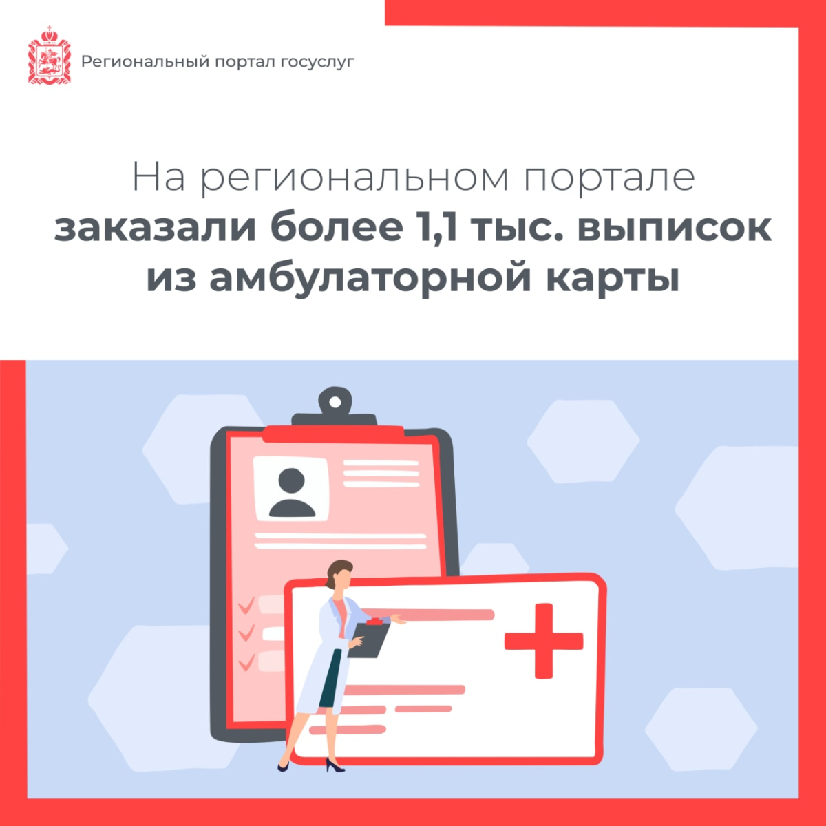 🩺 На региональном портале заказали более 1,1 тыс. выписок из амбулаторной карты за месяц